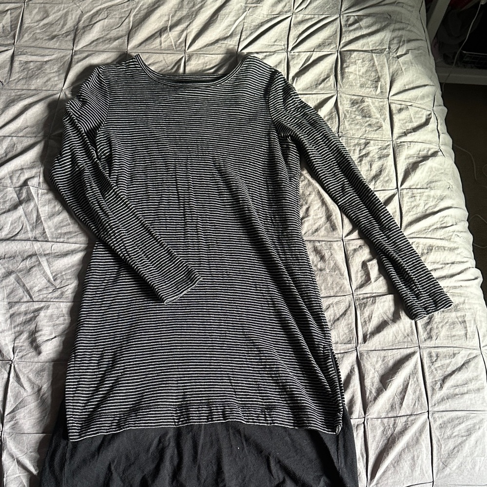 J. Jill Black and White Striped T-shirt Dress